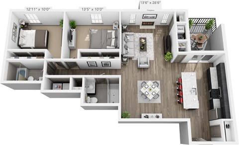 2 Bedroom 2 Bath 1160 square foot